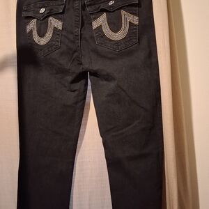 True Religion Billie Mid Rise Straight Black Jeans